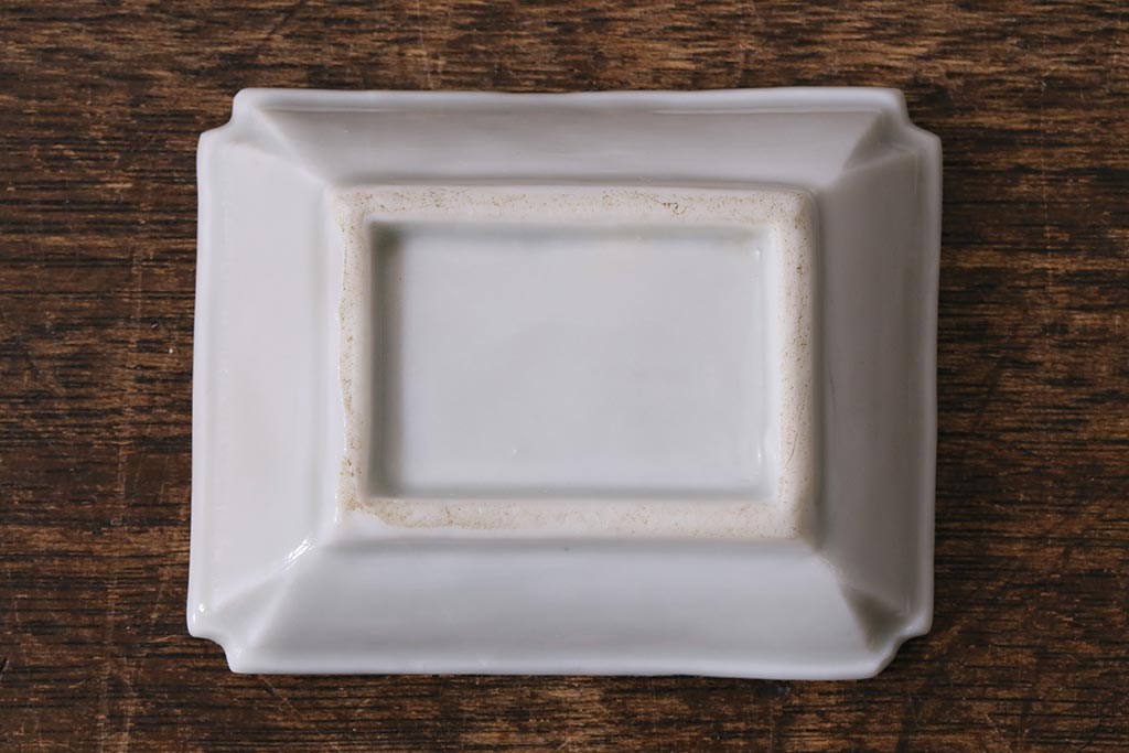 アンティーク雑貨　幕末明治期　陽刻　鳥文　洋食器とも合わせやすい柄の小皿3枚セット(角皿)(R-041122)