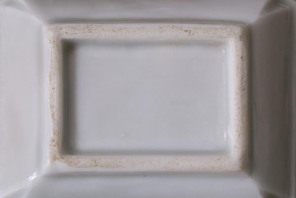 アンティーク雑貨　幕末明治期　陽刻　鳥文　洋食器とも合わせやすい柄の小皿3枚セット(角皿)(R-041122)