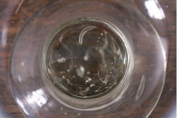 アンティーク雑貨　レトロ　大正期　赤縁乳白暈し　氷コップ(吹ガラス、コンポート)(R-041125)