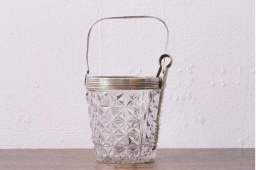 レトロ雑貨　昭和初期　プレスガラスのアイスペール(氷入れ)(R-041127)