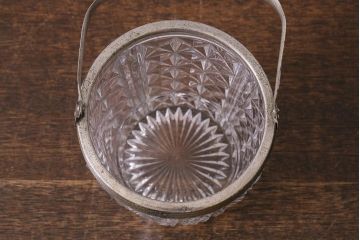 レトロ雑貨　昭和初期　プレスガラスのアイスペール(氷入れ)(R-041127)