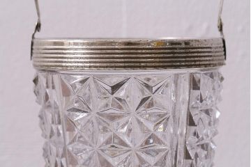 レトロ雑貨　昭和初期　プレスガラスのアイスペール(氷入れ)(R-041127)
