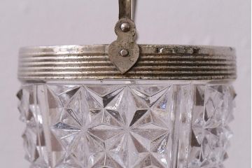 レトロ雑貨　昭和初期　プレスガラスのアイスペール(氷入れ)(R-041127)