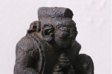 アンティーク雑貨　江戸明治期　恵比寿天・大黒天　木彫りの置物(ディスプレイ、七福神)(R-041129)