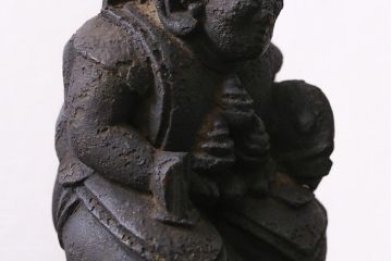 アンティーク雑貨　江戸明治期　恵比寿天・大黒天　木彫りの置物(ディスプレイ、七福神)(R-041129)