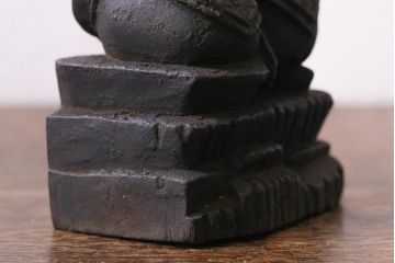 アンティーク雑貨　江戸明治期　恵比寿天・大黒天　木彫りの置物(ディスプレイ、七福神)(R-041129)