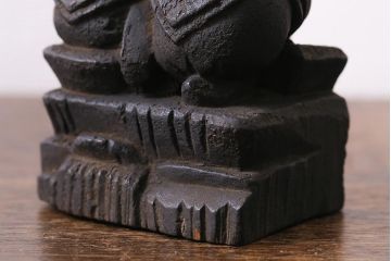 アンティーク雑貨　江戸明治期　恵比寿天・大黒天　木彫りの置物(ディスプレイ、七福神)(R-041129)