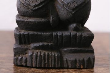 アンティーク雑貨　江戸明治期　恵比寿天・大黒天　木彫りの置物(ディスプレイ、七福神)(R-041129)