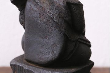 アンティーク雑貨　江戸明治期　恵比寿天・大黒天　木彫りの置物(ディスプレイ、七福神)(R-041129)