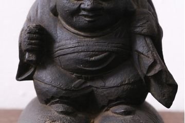 アンティーク雑貨　江戸明治期　恵比寿天・大黒天　木彫りの置物(ディスプレイ、七福神)(R-041130)