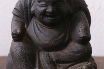 アンティーク雑貨　江戸明治期　恵比寿天・大黒天　木彫りの置物(ディスプレイ、七福神)(R-041130)