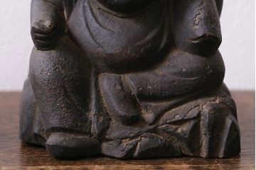 アンティーク雑貨　江戸明治期　恵比寿天・大黒天　木彫りの置物(ディスプレイ、七福神)(R-041130)