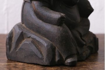 アンティーク雑貨　江戸明治期　恵比寿天・大黒天　木彫りの置物(ディスプレイ、七福神)(R-041130)