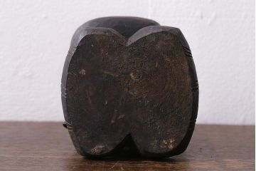 アンティーク雑貨　江戸明治期　恵比寿天・大黒天　木彫りの置物(ディスプレイ、七福神)(R-041130)