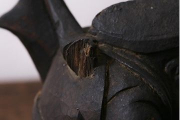 アンティーク雑貨　江戸明治期　恵比寿天・大黒天　木彫りの置物(ディスプレイ、七福神)(R-041130)