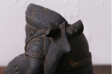 アンティーク雑貨　江戸明治期　恵比寿天・大黒天　木彫りの置物(ディスプレイ、七福神)(R-041130)