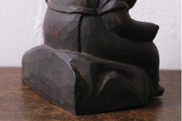 アンティーク雑貨　江戸明治期　恵比寿天・大黒天　木彫りの置物(ディスプレイ、七福神)(R-041130)