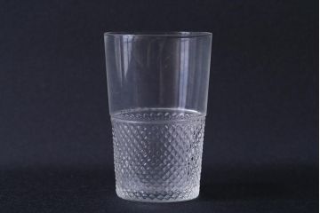 アンティーク雑貨　レトロ　プレスガラス　菖蒲(アヤメ)他　グラス5個セット(コップ、和ガラス)(R-041139)