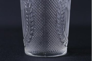 アンティーク雑貨　レトロ　プレスガラス　菖蒲(アヤメ)他　グラス5個セット(コップ、和ガラス)(R-041139)
