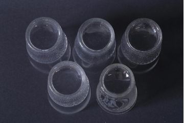アンティーク雑貨　レトロ　プレスガラス　菖蒲(アヤメ)他　グラス5個セット(コップ、和ガラス)(R-041139)