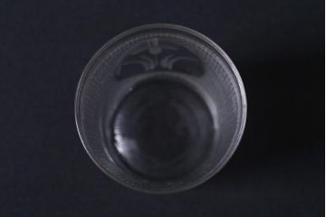 アンティーク雑貨　レトロ　プレスガラス　菖蒲(アヤメ)　グラス5個セット(コップ、和ガラス)(R-041140)