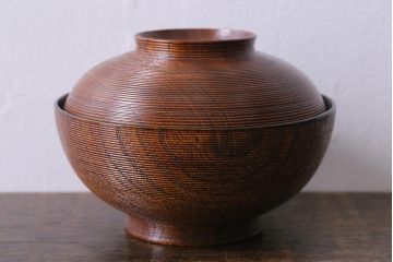 塗師　岡本陽斎　鶴蒔絵煮物椀5客セット　共箱付き(木製椀、漆器)(R-041141)