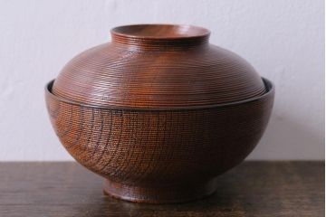 塗師　岡本陽斎　鶴蒔絵煮物椀5客セット　共箱付き(木製椀、漆器)(R-041141)