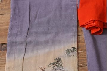 アンティーク着物　江戸縮緬着物(正絹古布、和服)(R-041144)