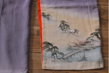 アンティーク着物　江戸縮緬着物(正絹古布、和服)(R-041144)