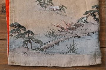 アンティーク着物　江戸縮緬着物(正絹古布、和服)(R-041144)