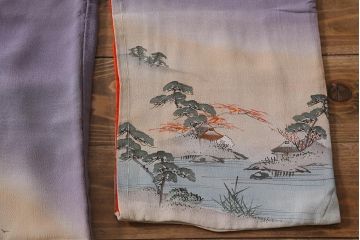 アンティーク着物　江戸縮緬着物(正絹古布、和服)(R-041144)