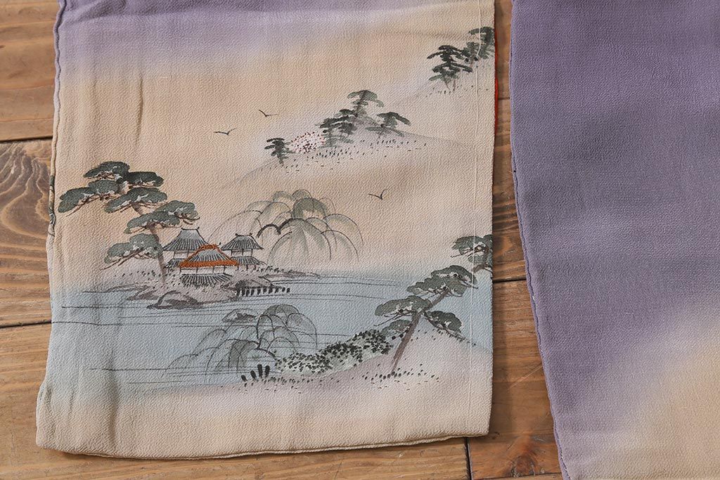 アンティーク着物　江戸縮緬着物(正絹古布、和服)(R-041144)