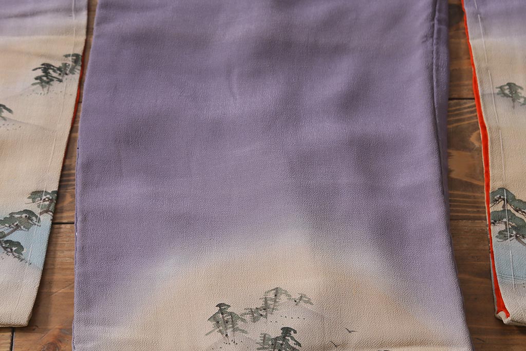 アンティーク着物　江戸縮緬着物(正絹古布、和服)(R-041144)