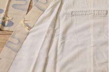 アンティーク着物　霞に鳥　錦紗縮緬襦袢(古布着物)(R-041145)