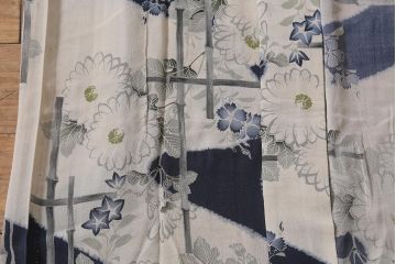 アンティーク着物　秋草の図　縮緬襦袢(古布着物)(R-041146)