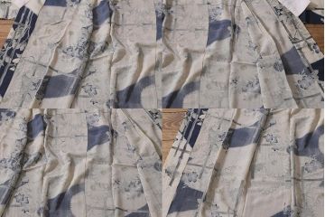 アンティーク着物　秋草の図　縮緬襦袢(古布着物)(R-041146)