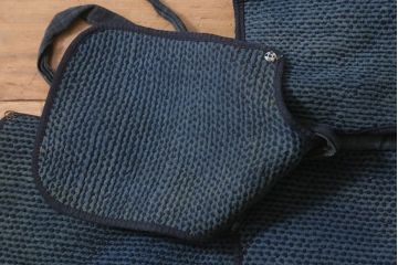 アンティーク雑貨　明治期　古い刺子頭巾(刺し子袢纏)(R-041149)