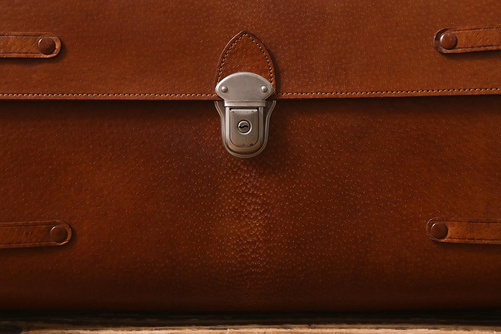 ヴィンテージ雑貨　HINOMOTO(日乃本錠前)　NO.46　本革　日本製のレザーバッグ(ドクターバッグ、スクールバッグ、ビジネスバッグ、ビンテージ)(R-041150)