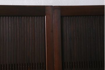 アンティーク建具　昭和中期　裏障子付き　上質な和の空間を演出する格子戸2枚セット(引き戸、建具)(R-041151)