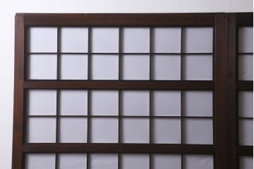 アンティーク建具　昭和中期　裏障子付き　上質な和の空間を演出する格子戸2枚セット(引き戸、建具)(R-041151)