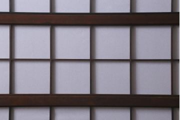 アンティーク建具　昭和中期　裏障子付き　上質な和の空間を演出する格子戸2枚セット(引き戸、建具)(R-041151)