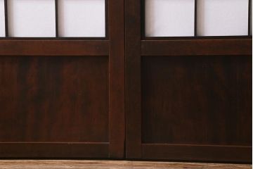 アンティーク建具　昭和中期　裏障子付き　上質な和の空間を演出する格子戸2枚セット(引き戸、建具)(R-041151)