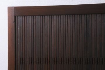 アンティーク建具　昭和中期　裏障子付き　上質な和の空間を演出する格子戸2枚セット(引き戸、建具)(R-041151)