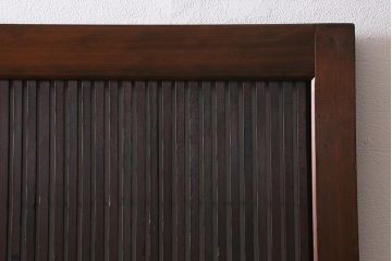アンティーク建具　昭和中期　裏障子付き　上質な和の空間を演出する格子戸2枚セット(引き戸、建具)(R-041151)