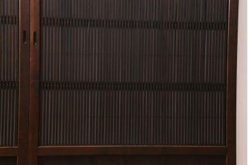 アンティーク建具　昭和中期　裏障子付き　上質な和の空間を演出する格子戸2枚セット(引き戸、建具)(R-041151)