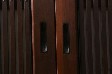 アンティーク建具　昭和中期　裏障子付き　上質な和の空間を演出する格子戸2枚セット(引き戸、建具)(R-041151)