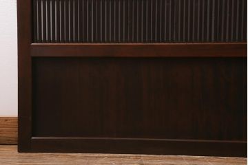アンティーク建具　昭和中期　裏障子付き　上質な和の空間を演出する格子戸2枚セット(引き戸、建具)(R-041151)