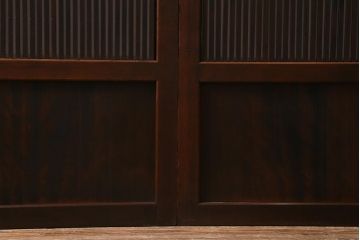 アンティーク建具　昭和中期　裏障子付き　上質な和の空間を演出する格子戸2枚セット(引き戸、建具)(R-041151)