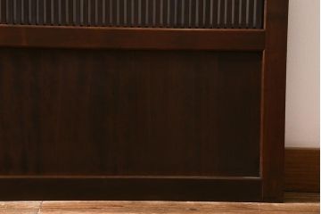 アンティーク建具　昭和中期　裏障子付き　上質な和の空間を演出する格子戸2枚セット(引き戸、建具)(R-041151)