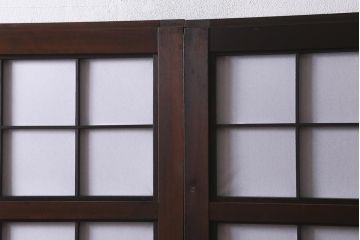 アンティーク建具　昭和中期　裏障子付き　上質な和の空間を演出する格子戸2枚セット(引き戸、建具)(R-041151)